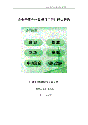 高分子聚合物膜项目可行性研究报告-申请建议书用可修改样本.wps