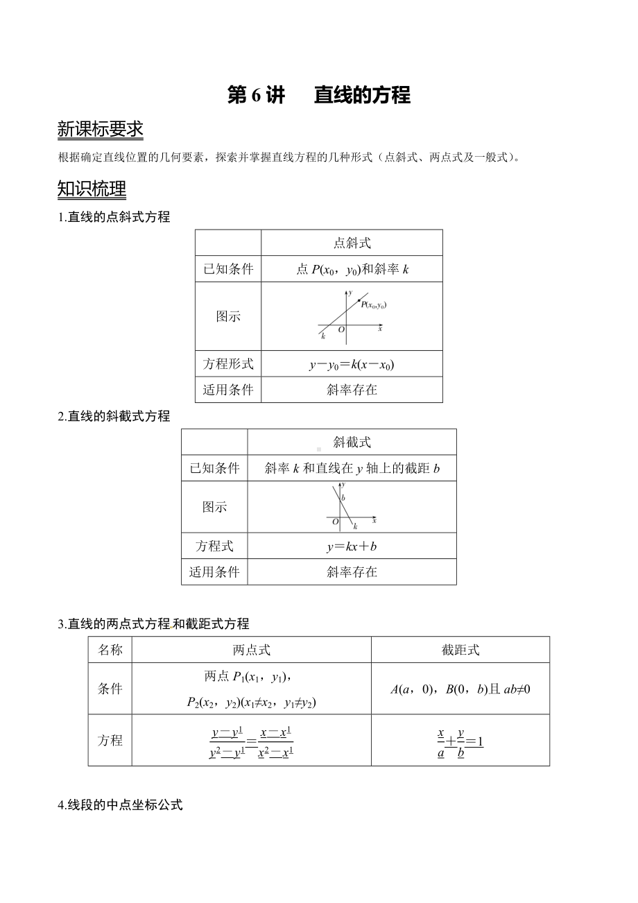 （新高二暑假讲义12讲）第6讲 直线的方程 试卷.docx_第1页