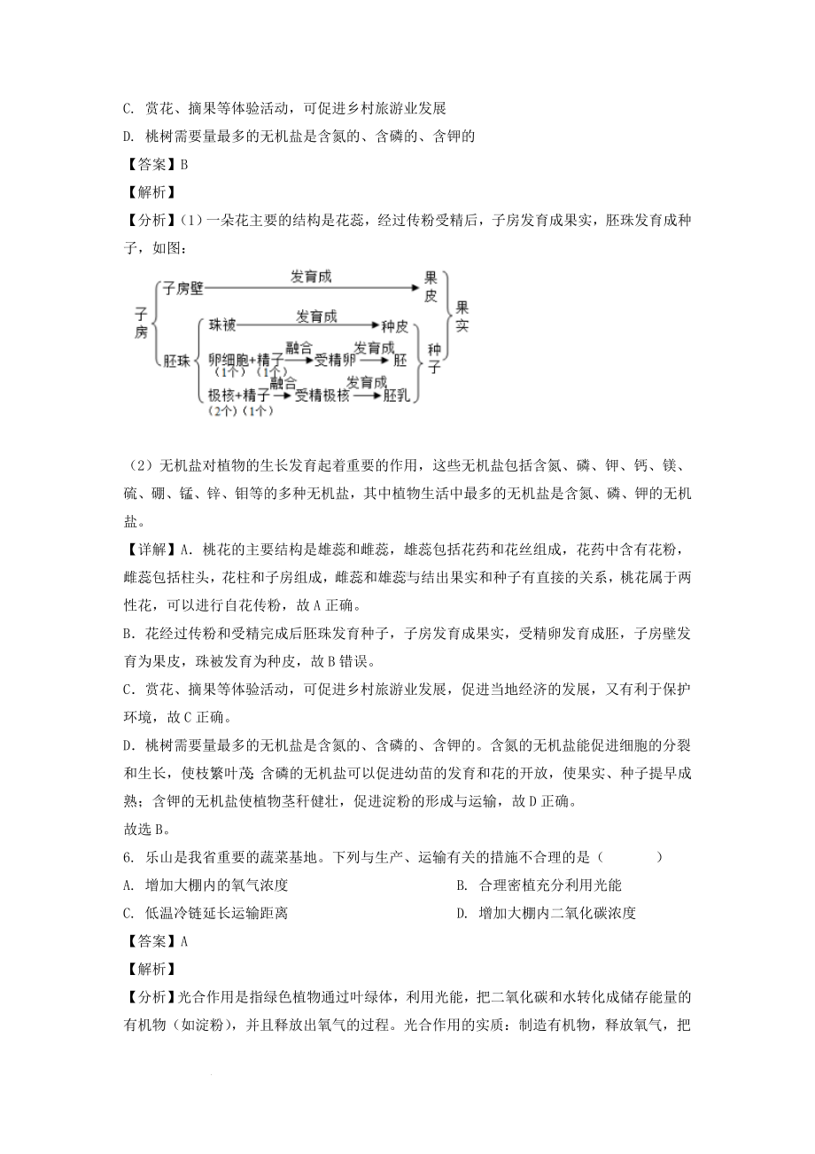 2022年四川乐山中考生物真题及参考答案.doc_第3页