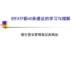 银行营业管理部反洗钱处培训课件：对FATF新40条建议的学习与理解.ppt