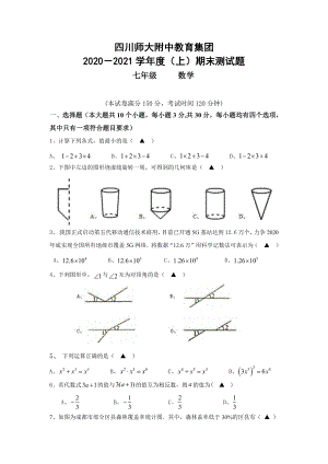 四川省四川师大附 教育集团 2020－2021 学年七年级上学期数学期末测试题.pdf