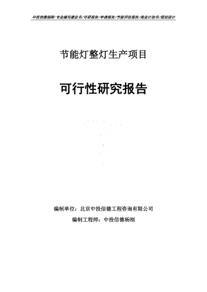 节能灯整灯生产项目可行性研究报告申请备案.doc