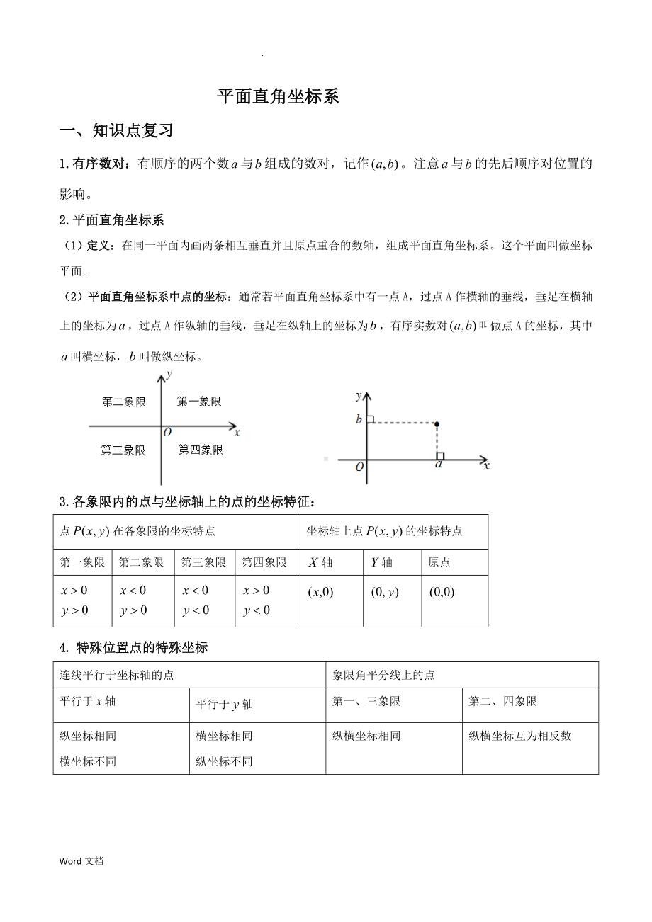 平面直角坐标系典型例题含答案.doc_第1页