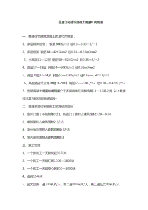 普通住宅建筑混凝土用量和用钢量.doc