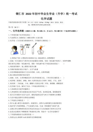 2022年贵州省铜仁市中考化学真题.docx