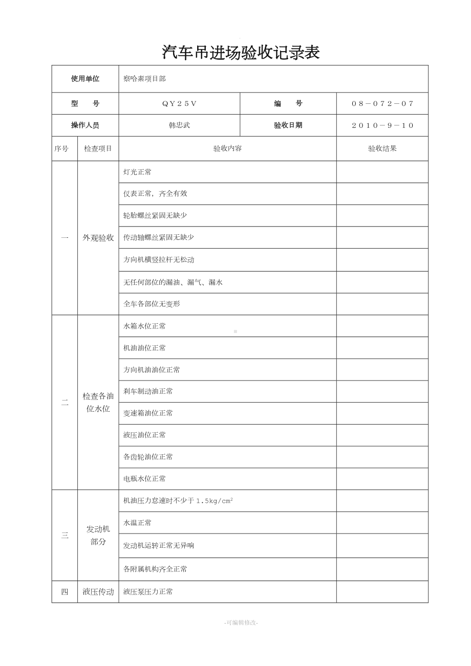 汽车吊验收记录.doc_第1页