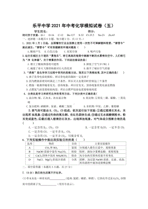 2021年贵州省安顺市乐平 中考模拟化学试题5.docx