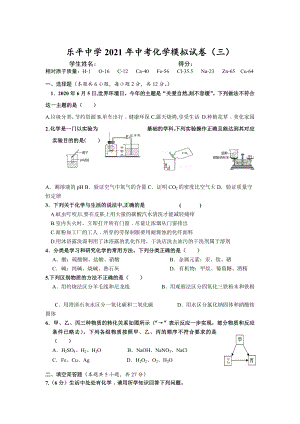 2021年贵州省安顺市乐平 中考模拟化学试题3 .docx