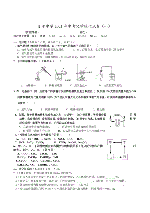 2021年贵州省安顺市乐平 中考模拟化学试题1.docx