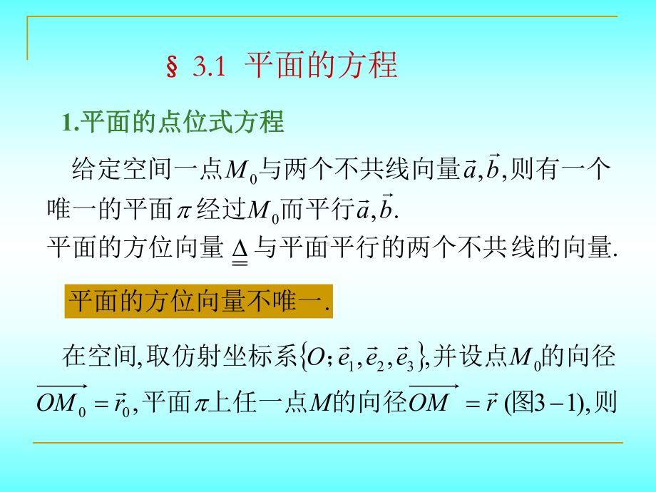 《解析几何》(第四版)第3章平面与空间直线3.1平面的方程课件.ppt_第2页