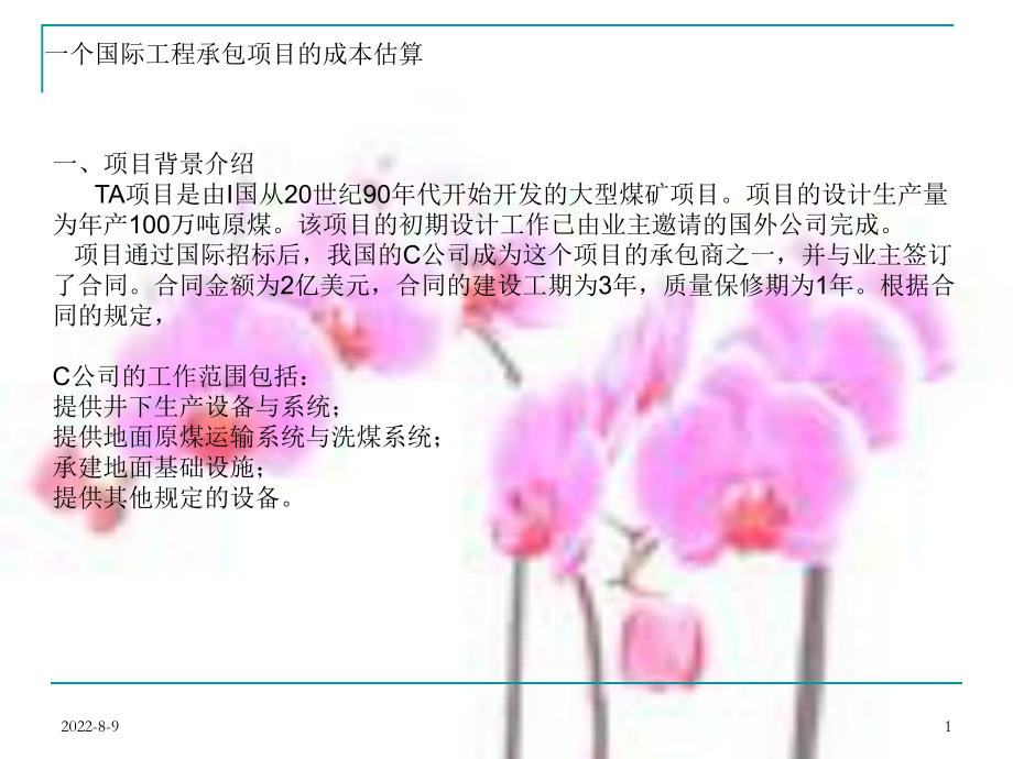 []案例：一个国际工程承包项目标成本预算课件.ppt_第1页