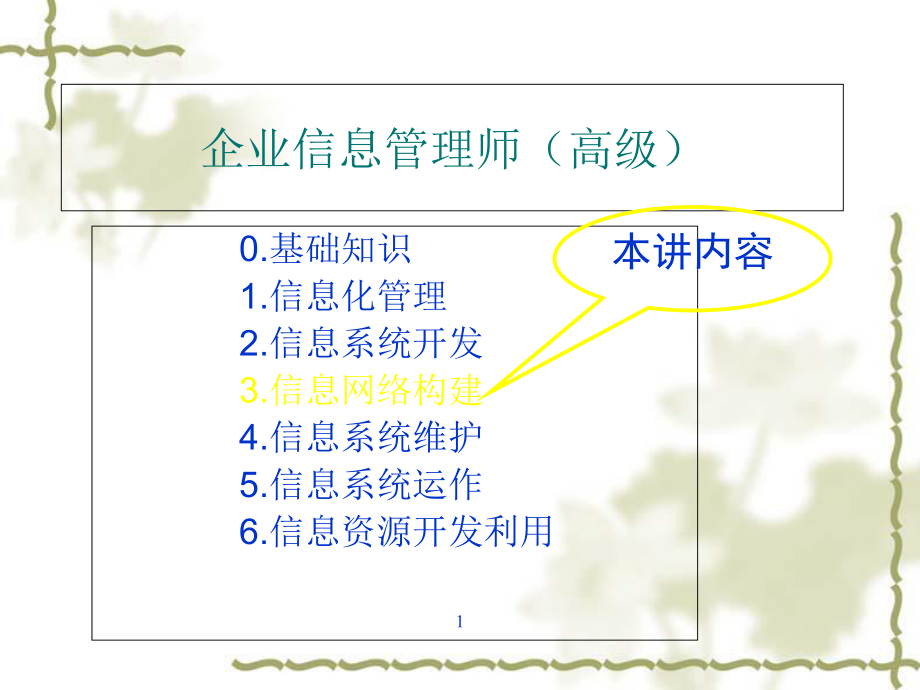 CIO企业信息管理师信息网络构建讲义课件1.ppt_第1页