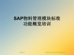 SAP物料管理模块标准功能概览培训课件.ppt