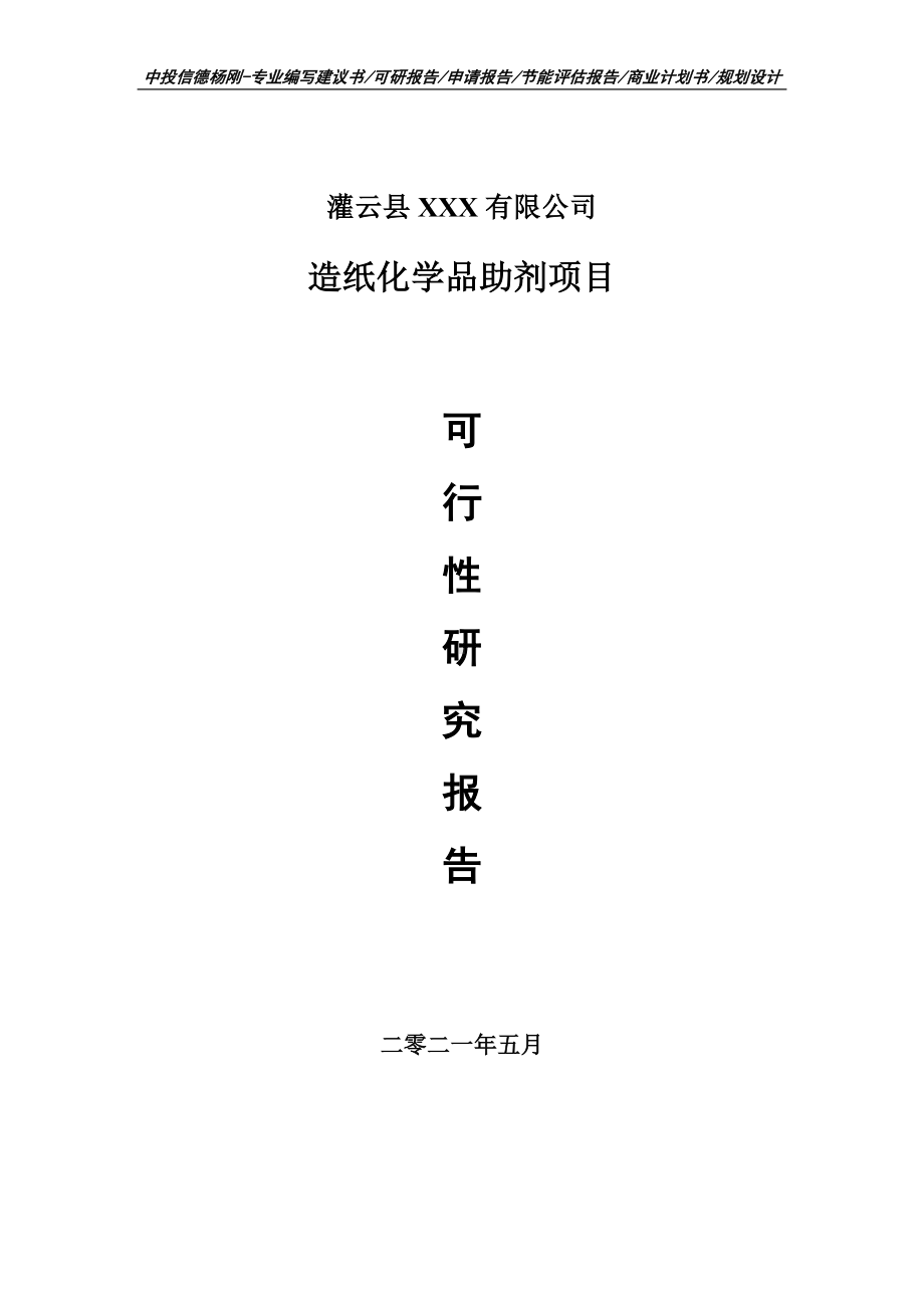 造纸化学品助剂项目可行性研究报告建议书.doc_第1页