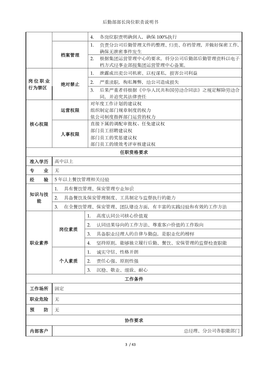 后勤部部长岗位职责说明书参考模板范本.doc_第3页