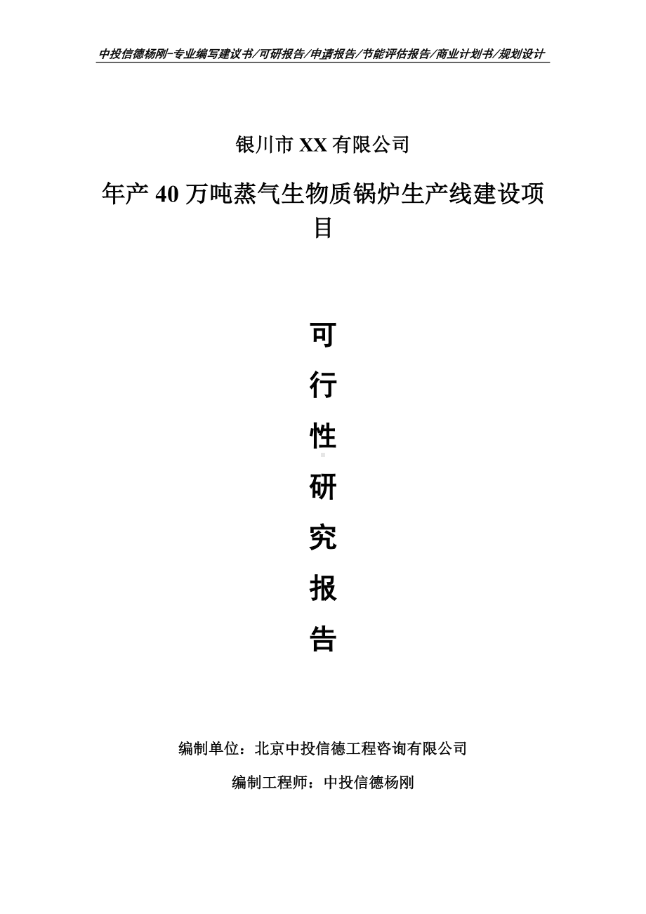 年产40万吨蒸气生物质锅炉项目可行性研究报告建议书案例.doc_第1页