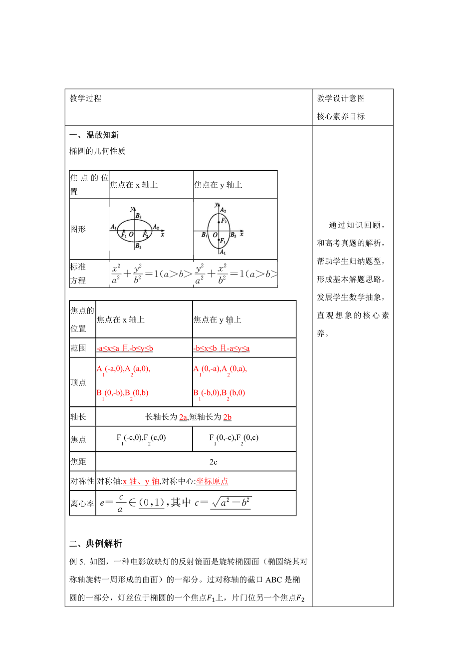 人教A版高中数学选择性必修一《3.1.2椭圆的简单几何性质（2）》教案.docx_第2页