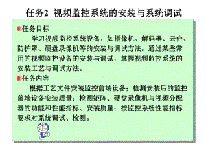 任务2视频监控系统的安装与系统调试课件.ppt