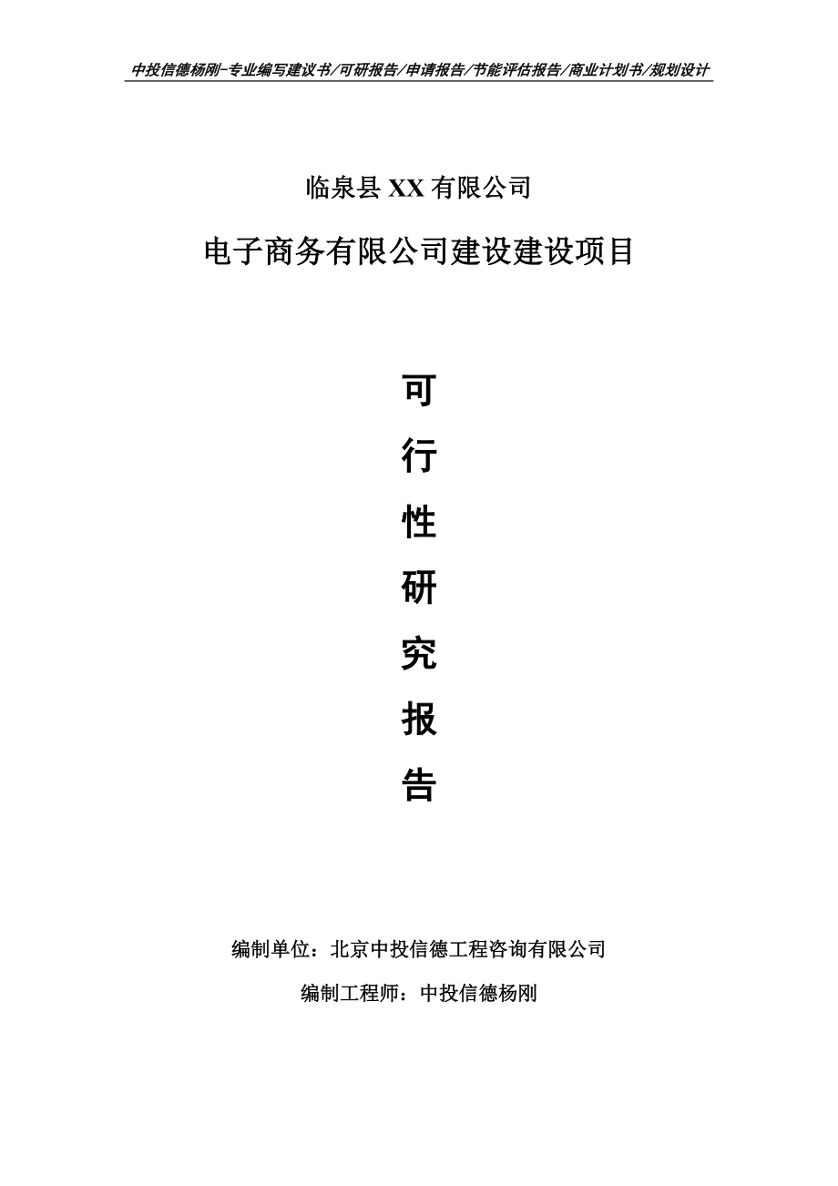 电子商务有限公司建设项目可行性研究报告申请建议书案例.doc_第1页