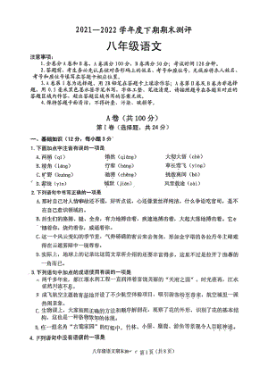 四川省成都市青羊区2021-2022学年八年级下学期期末语文试题.pdf