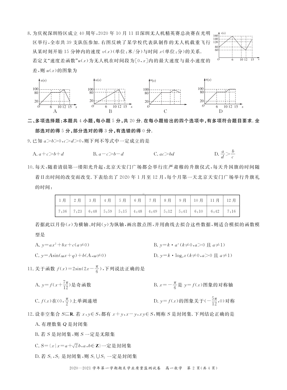 广东省深圳市罗湖区2020-2021高一上学期数学期末试卷.pdf_第2页