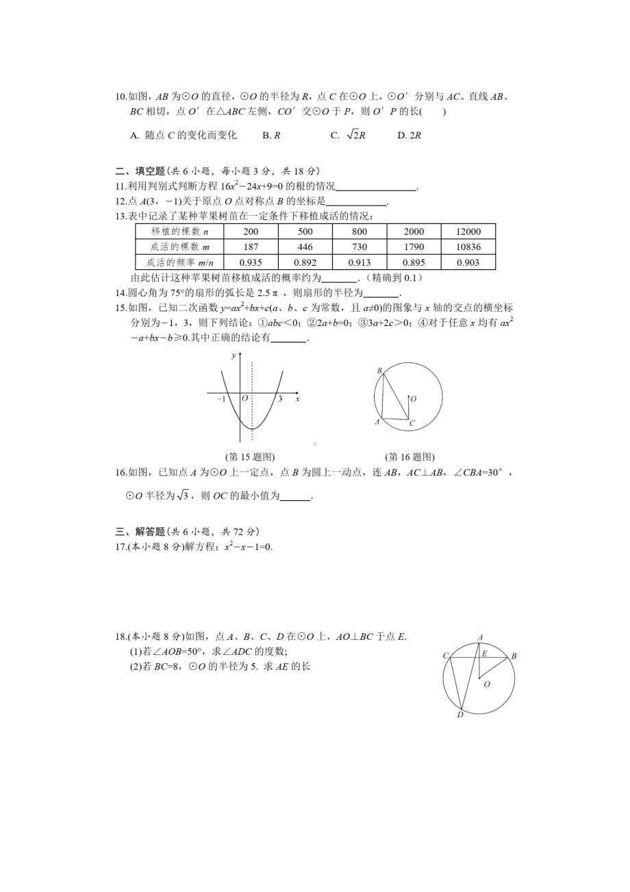 湖北省武汉市第八十一 2021-2022学年九年级上学期12月月考数学试题.pdf_第2页