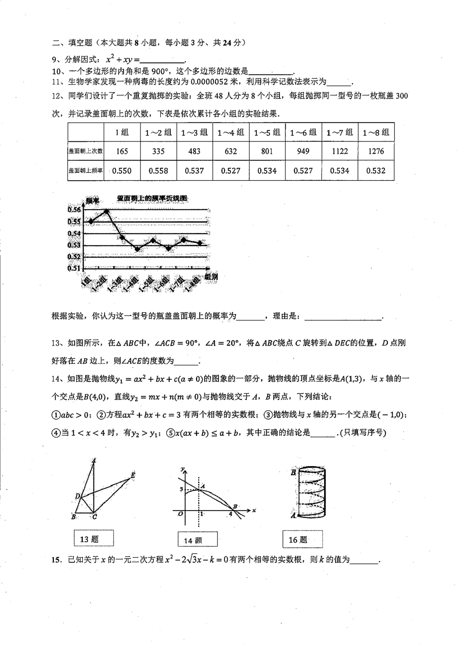 湖南省郴州市安仁县玉潭 2020-2021学年九年级下学期 第一次月考数学试题.pdf_第2页