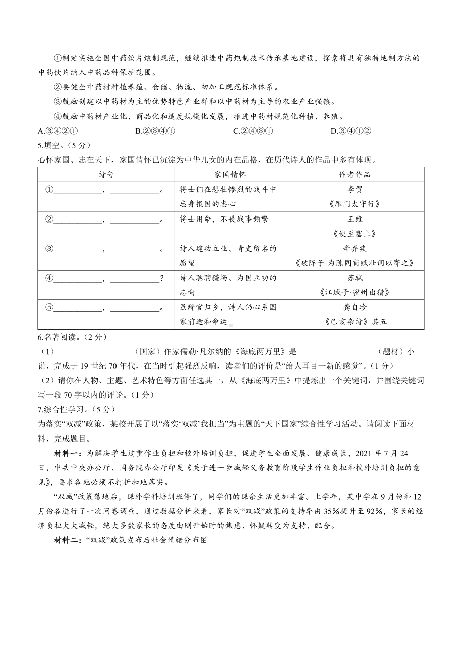 （中考试卷）2022年山东省东营市中考语文真题(word无答案).docx_第2页