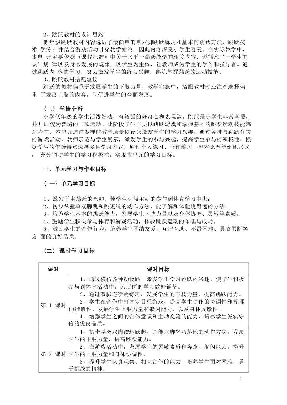 中小学作业设计大赛获奖优秀作品-《义务教育体育与健康课程标准（2022年版）》-[信息技术2.0微能力]：体育与健康水平一（运动技能-跳跃 双脚连续跳）.docx_第3页