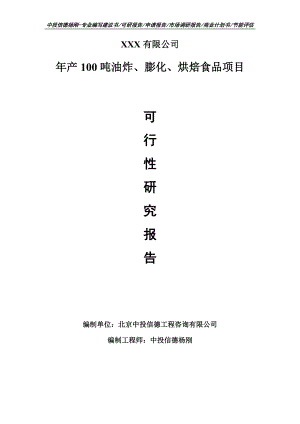 年产100吨油炸、膨化、烘焙食品可行性研究报告申请建议书案例.doc