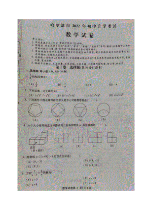 2022年黑龙江省哈尔滨市中考数学真题.doc