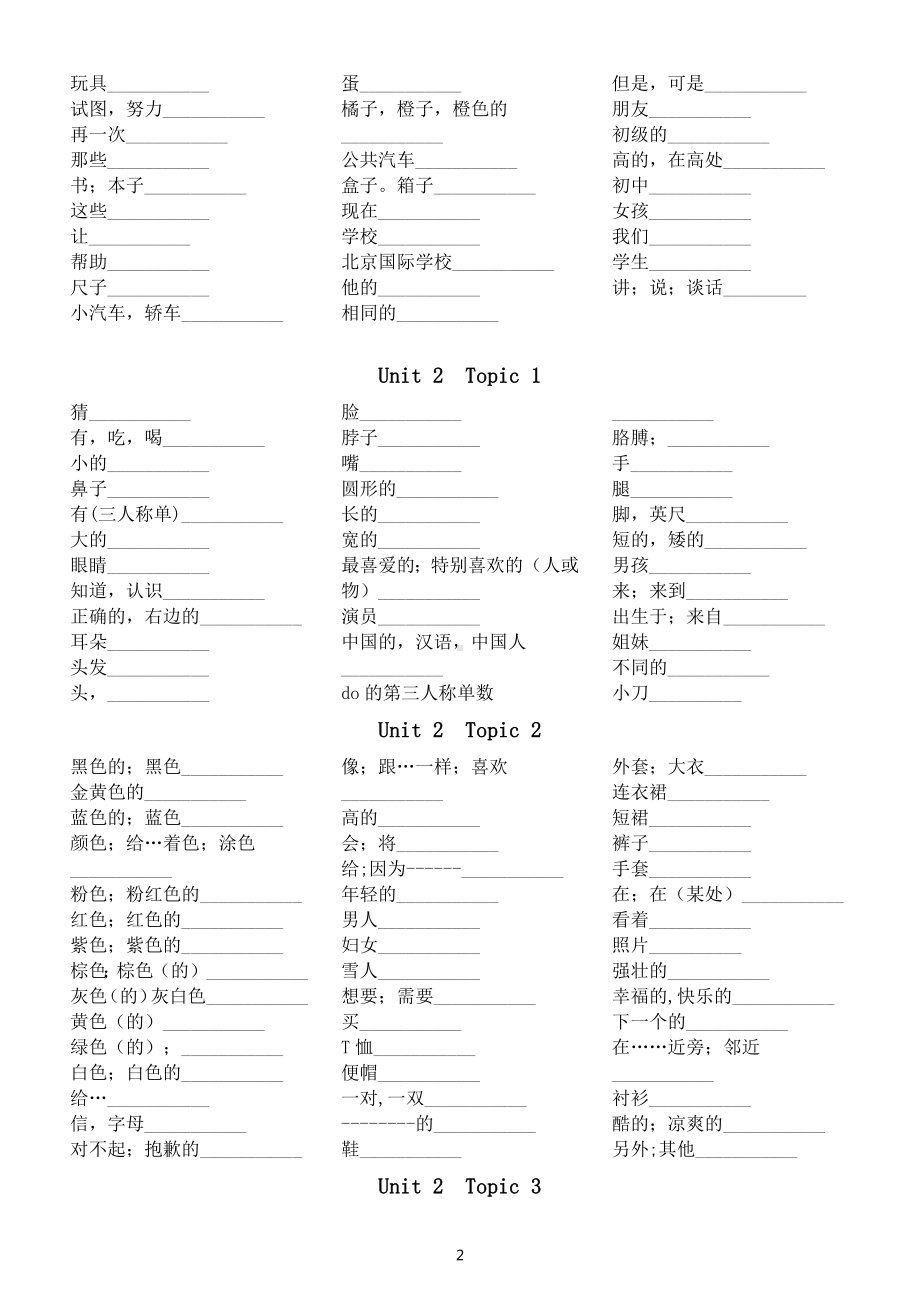 初中英语仁爱版七年级上册全册单词默写练习.docx_第2页