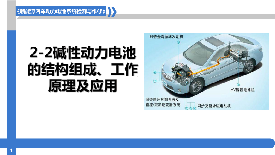新能源汽车动力电池结构与检修22镍氢碱性动力电池的结构、原理及应用课件.pptx_第1页