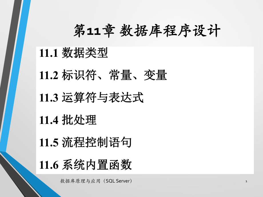 数据库原理与应用(SQLServer)第11章数据库程序设计课件.pptx_第1页