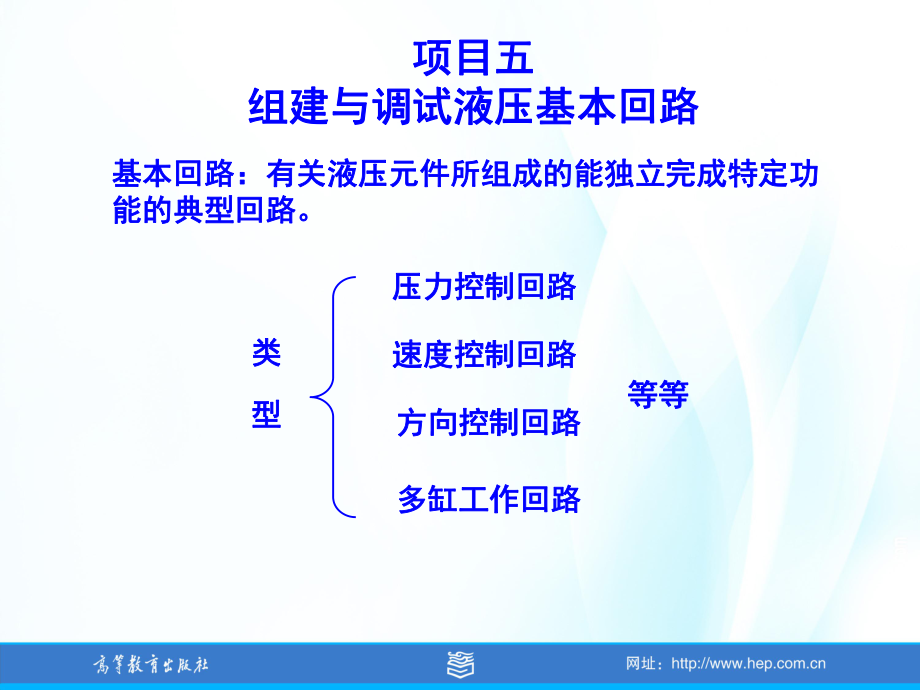 气动与液压控制技术项目训练教程项目五组建与调试液压基本回路课件.ppt_第1页