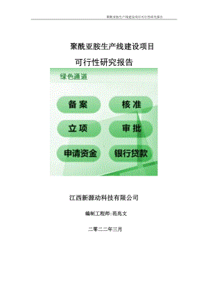 聚酰亚胺生产线项目可行性研究报告-申请建议书用可修改样本.doc