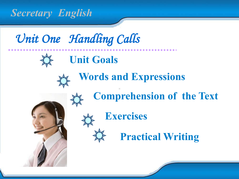 文秘英语教程：UnitOneHandlingCalls课件.ppt_第1页