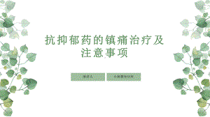 抗抑郁药的镇痛治疗及注意事项课件.pptx