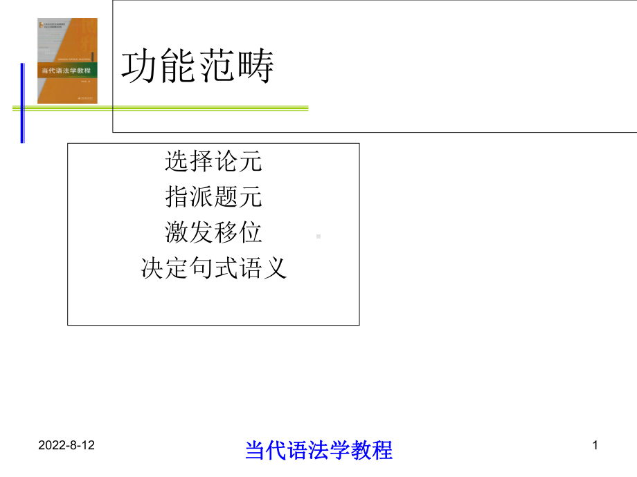 当代语法学教程12第十二章功能范畴课件.ppt_第1页