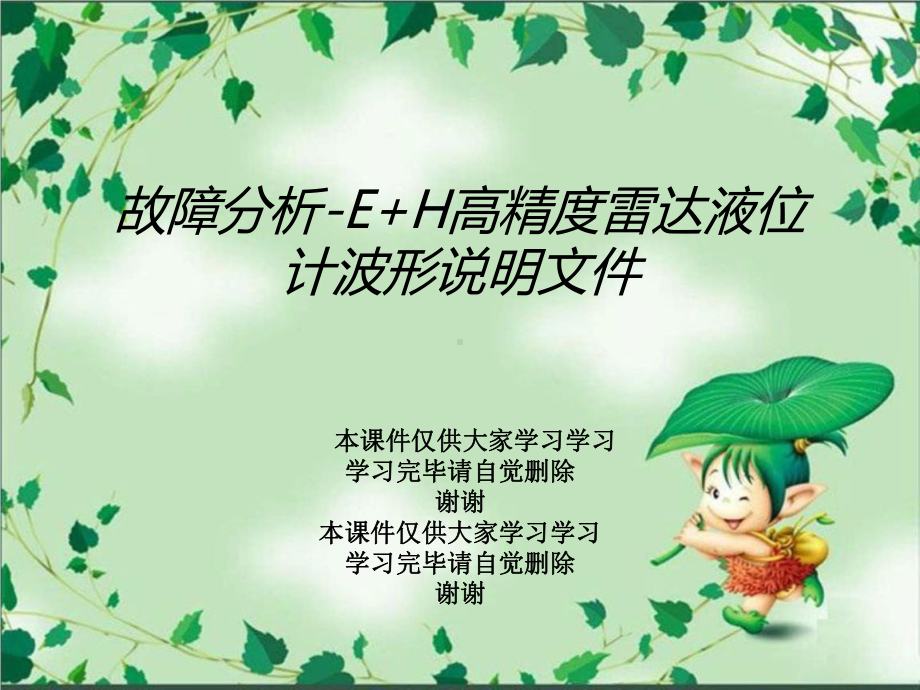 故障分析E+H高精度雷达液位计波形说明文件课件.ppt_第1页