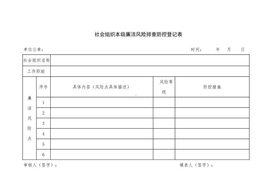 社会组织本级廉洁风险排查防控登记表参考模板范本.doc_第1页