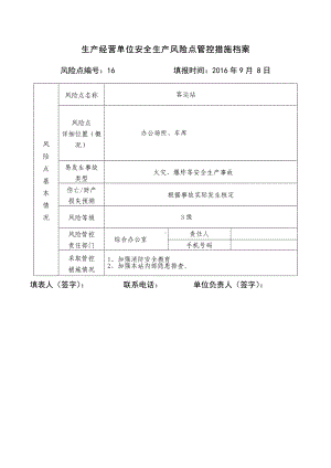 生产经营单位安全生产风险点管控措施档案参考模板范本.doc