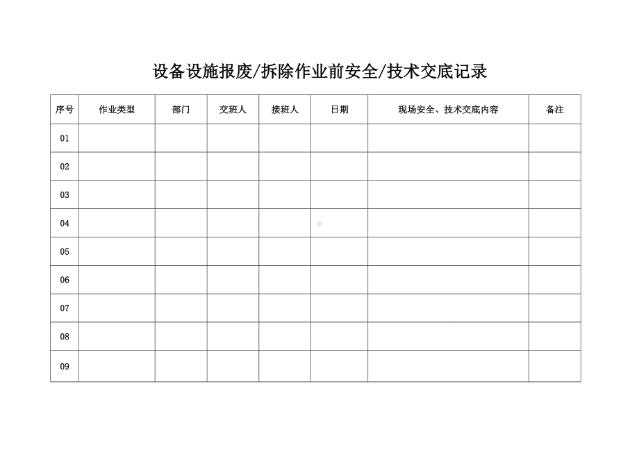 设备设施报废拆除作业前安全技术交底记录参考模板范本.doc_第1页