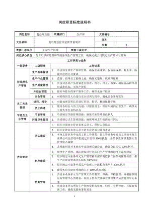 前处理主任岗位职责说明书参考模板范本.doc