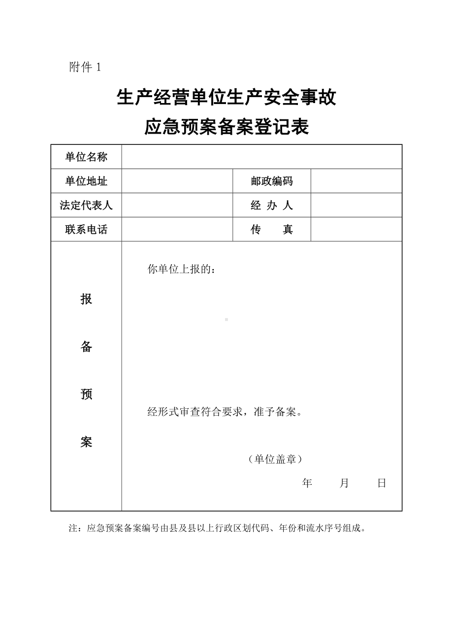 生产经营单位生产安全事故应急预案备案登记表和申请表参考模板范本.doc_第1页