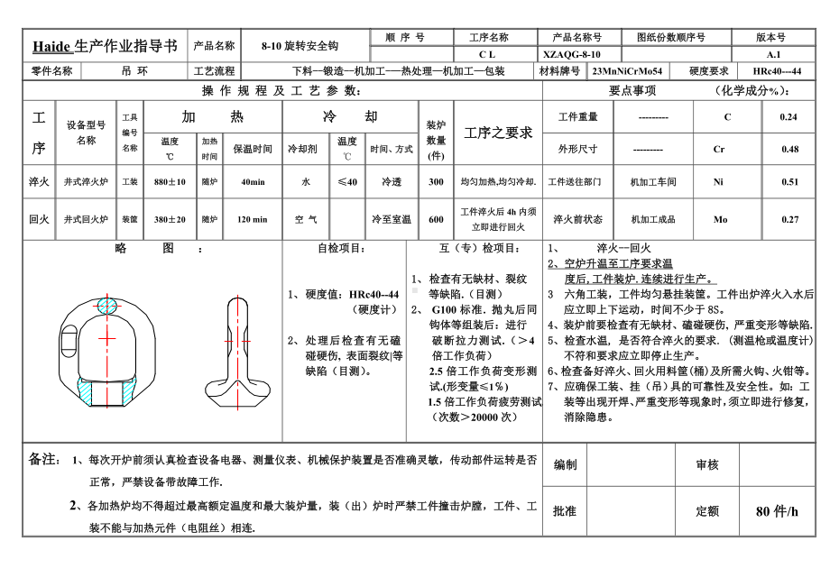 生产作业指导书-旋转安全钩吊环参考模板范本.doc_第1页