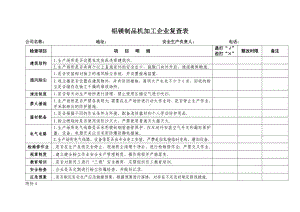 铝镁制品机加工企业复查表参考模板范本.doc