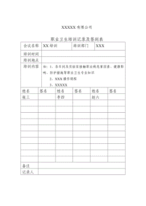 企业职业病危害培训表及告知书参考模板范本.doc