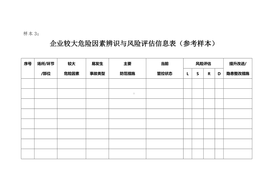 企业较大危险因素辨识与风险评估信息表（参考样本）参考模板范本.doc_第1页