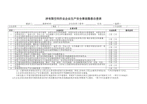 涉有限空间作业企业生产安全事故隐患自查表参考模板范本.doc